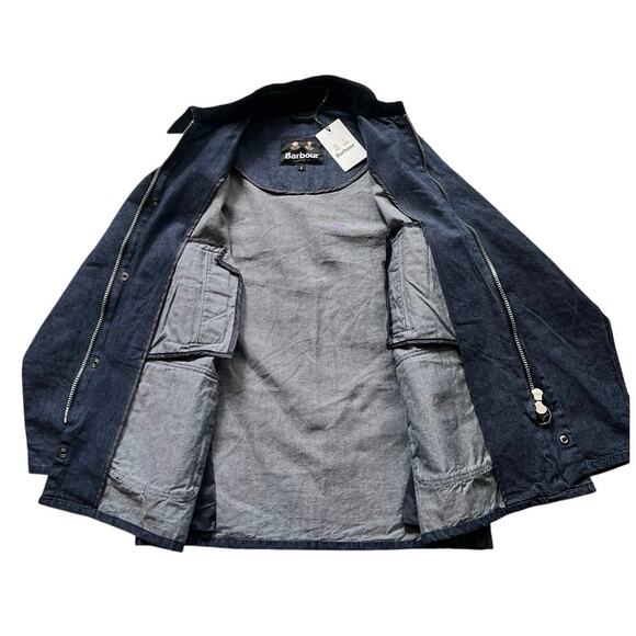 Barbour OS Bedale Casual Denim Jacket Indigo Corduroy Collar Oversized Mens S - Picture 4 of 9